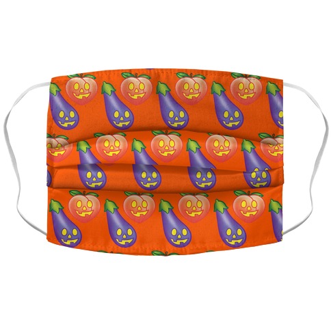 Eggplant and Peach Jack-O-Lantern Pattern Accordion Face Mask