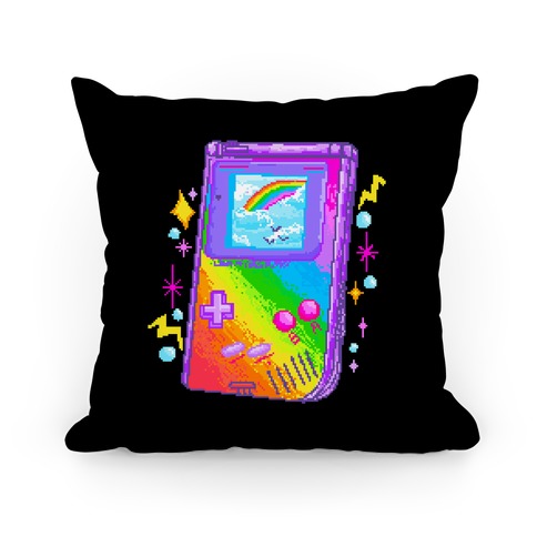90s Rainbow Pixel Game Boy Pillow