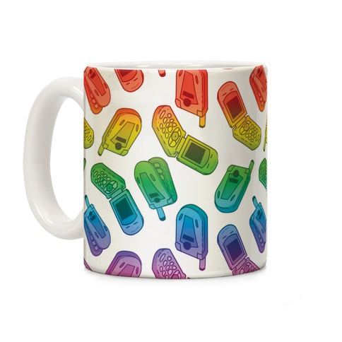 Rainbow Flip Phone Pattern Coffee Mug