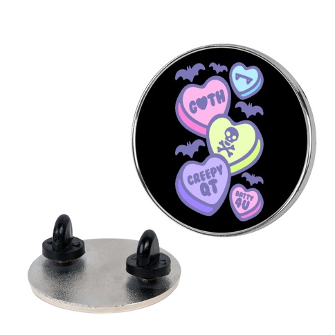 Goth Candy Hearts Pin
