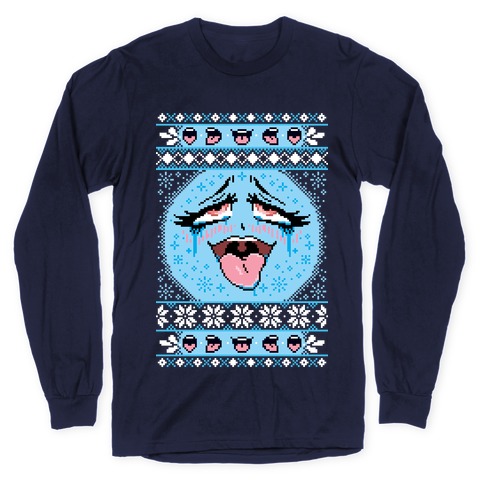 Ugly Ahegao Christmas Sweater Long Sleeve T-Shirt