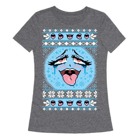 Ugly Ahegao Christmas Sweater Womens T-Shirt