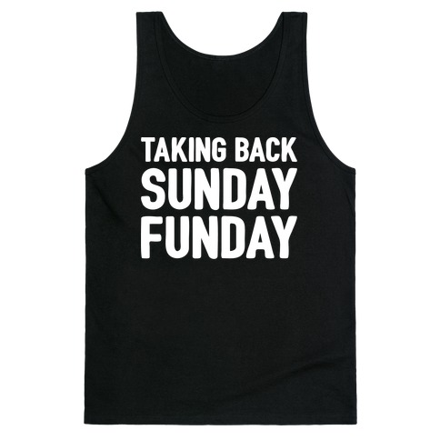 Taking Back Sunday Funday Parody White Print Tank Top