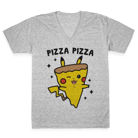 Pizza Pizza Pikachu Parody V-Neck Tee Shirt