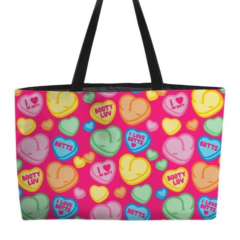 Candy Heart Butts Weekender Tote