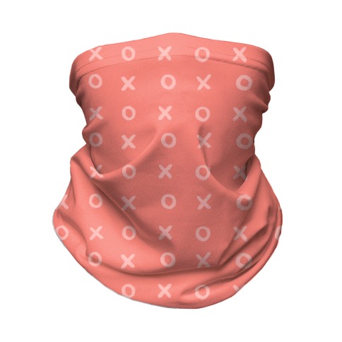 XO Pattern Coral and Pink Neck Gaiter