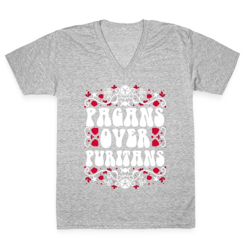 Pagans Over Puritans V-Neck Tee Shirt