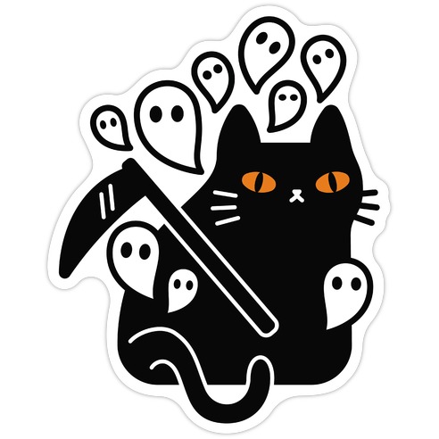 Nine Lives Reaper Cat Die Cut Sticker
