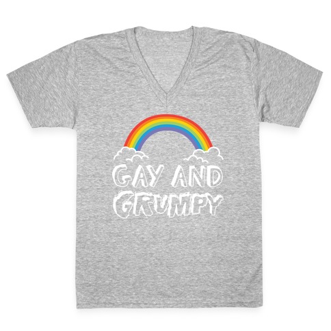 Gay And Grumpy V-Neck Tee Shirt