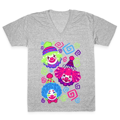 Kawaii Clowns V-Neck Tee Shirt