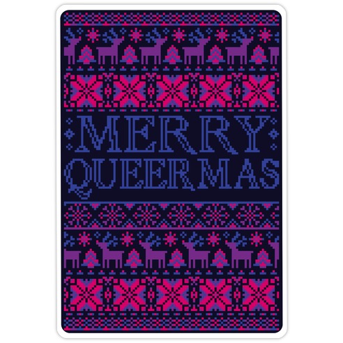Merry Queermas Bisexual Pride Christmas Sweater Die Cut Sticker
