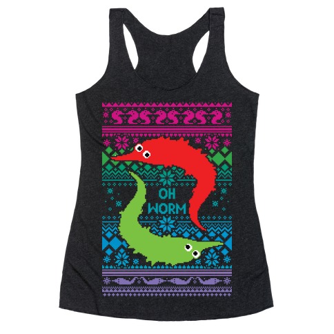 Oh Worm Ugly Sweater Racerback Tank Top