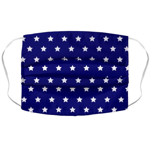 Navy Blue White Stars Accordion Face Mask