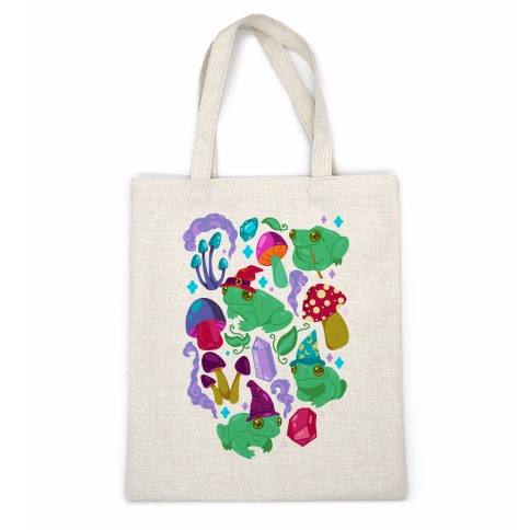 Magical Mushroom Frogs Pattern Casual Tote