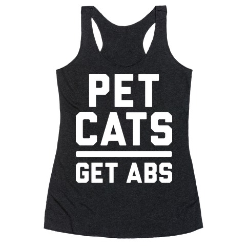 Pet Cats Get Abs (White) Racerback Tank Top