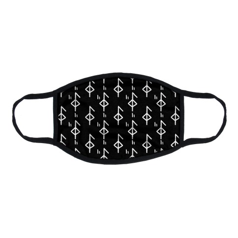 Health Rune Pattern Black and White Flat Face Mask