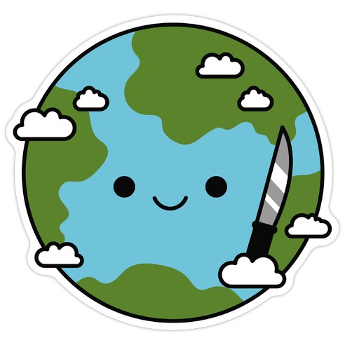 Earth with Knife Die Cut Sticker
