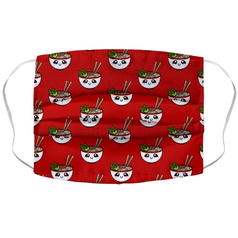 Happy Bowl Of Pho Pattern Red Accordion Face Mask