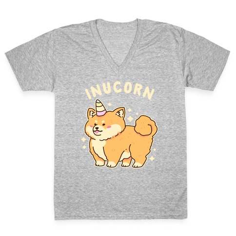 Inucorn (Kawaii Shiba Inu Unicorn) V-Neck Tee Shirt