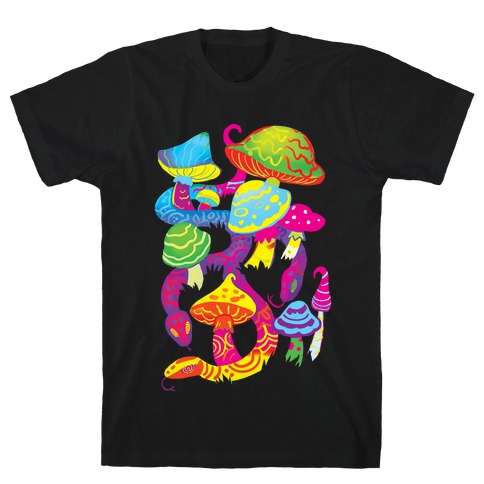 Psychadellic Snake among Mushrooms T-Shirt