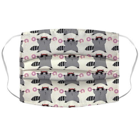 Weightlifting Raccoon Pattern Accordion Face Mask