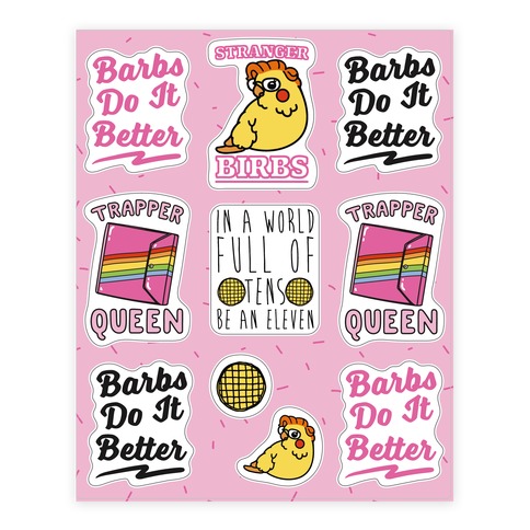 Stranger Barbs Parody Sticker Sheet Stickers and Decal Sheet