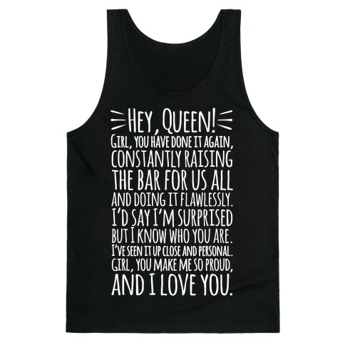 Hey Queen Michelle Obama Quote White Print Tank Top