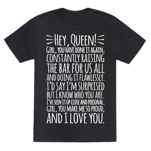 Hey Queen Michelle Obama Quote White Print T-Shirt