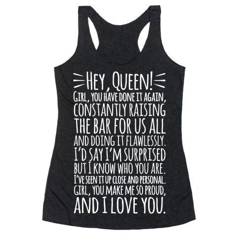 Hey Queen Michelle Obama Quote White Print Racerback Tank Top