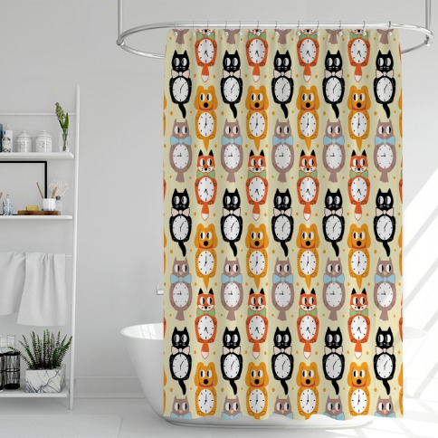 Animal Clock Pattern Shower Curtain