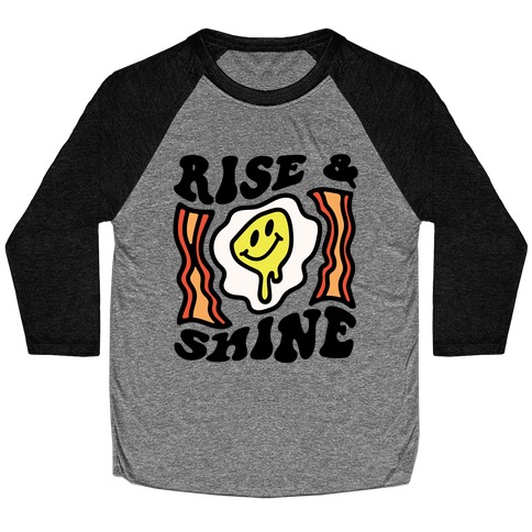 Rise And Shine Smiley Face Groovy Aesthetic Baseball Tee