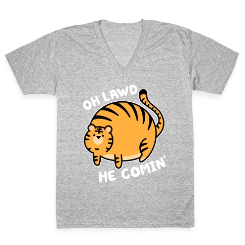 Oh Lawd He Comin' Tiger V-Neck Tee Shirt