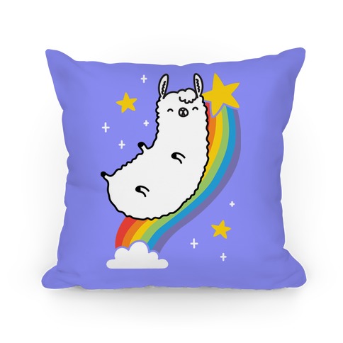 Llama On A Rainbow Pillow
