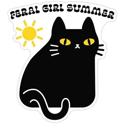 Feral Girl Summer Cat Die Cut Sticker