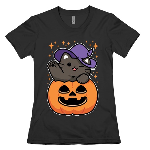 Cute Halloween Cat Womens T-Shirt