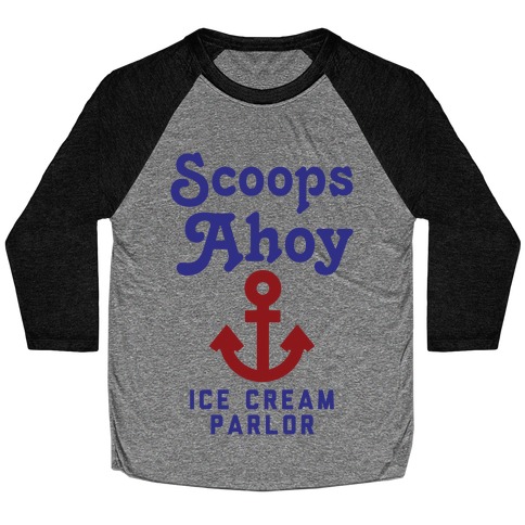 Scoops Ahoy Logo Parody Baseball Tee