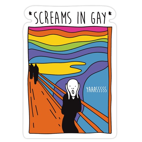 Screams In Gay Edvard Munch Parody Die Cut Sticker