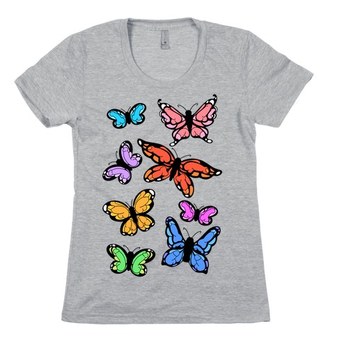Hidden Penis Butterflies Pattern Womens T-Shirt
