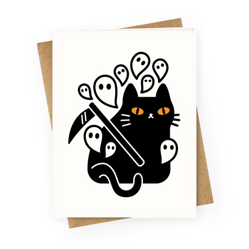 Nine Lives Reaper Cat Greeting Card