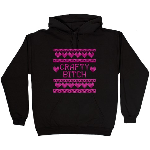 Light Pink Crafty Bitch Knitting Pattern Hooded Sweatshirt