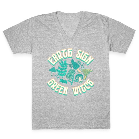 Earth Sign Green Witch V-Neck Tee Shirt