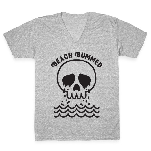 Beach Bummed Skull V-Neck Tee Shirt