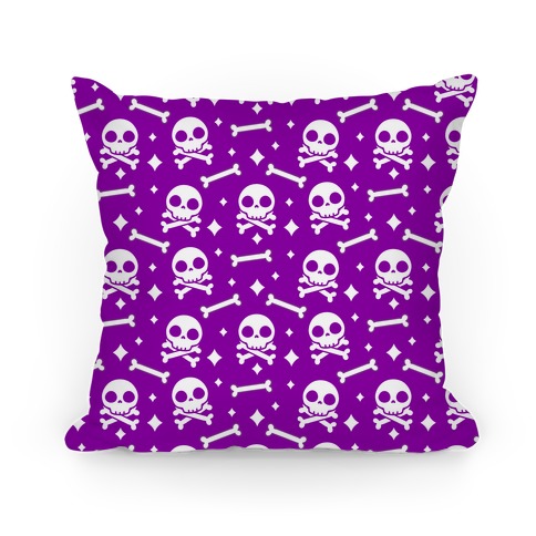 Cute Skull N' Bones Pattern (Purple) Pillow