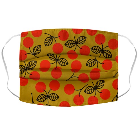 Vintage Cherry Yellow Pattern Accordion Face Mask