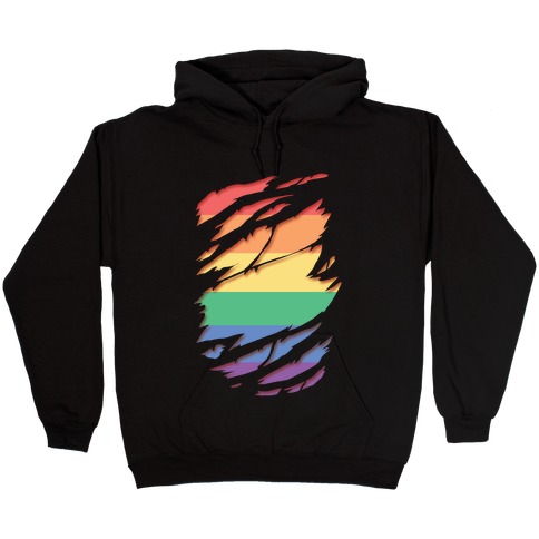 Ripped Shirt: Gay Pride Hooded Sweatshirt
