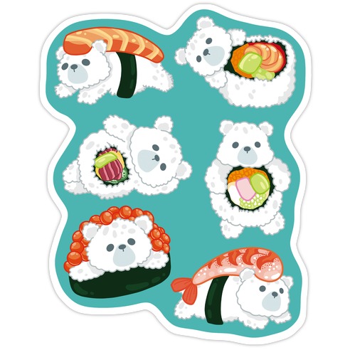 Sushi Bears Pattern Die Cut Sticker