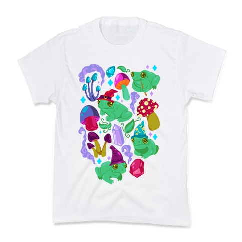 Magical Mushroom Frogs Pattern Kids T-Shirt