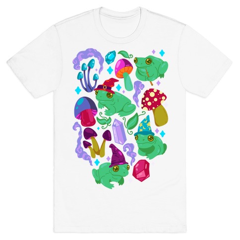 Magical Mushroom Frogs Pattern T-Shirt