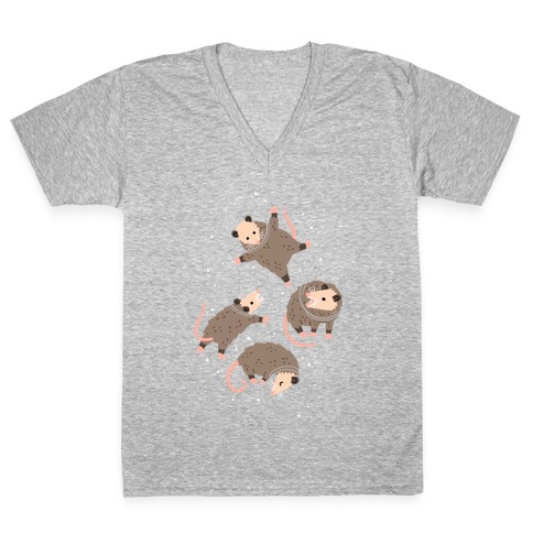 Opossums In Space V-Neck Tee Shirt