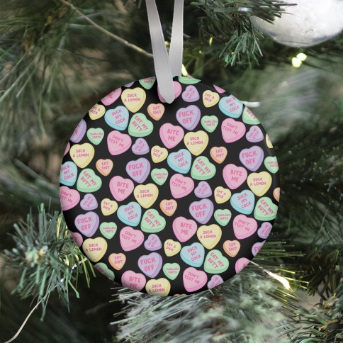 Rude Sassy Candy Hearts Pattern Ornament